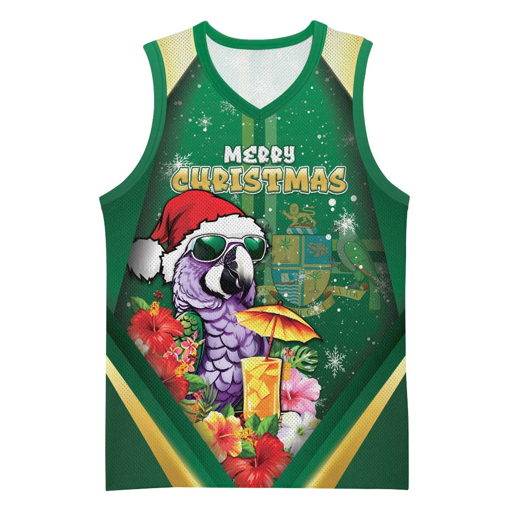 Dominica Christmas Basketball Jersey Funny Santa Sisserou Parrot - Wonder Print Shop