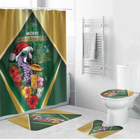 Dominica Christmas Bathroom Set Funny Santa Sisserou Parrot - Wonder Print Shop