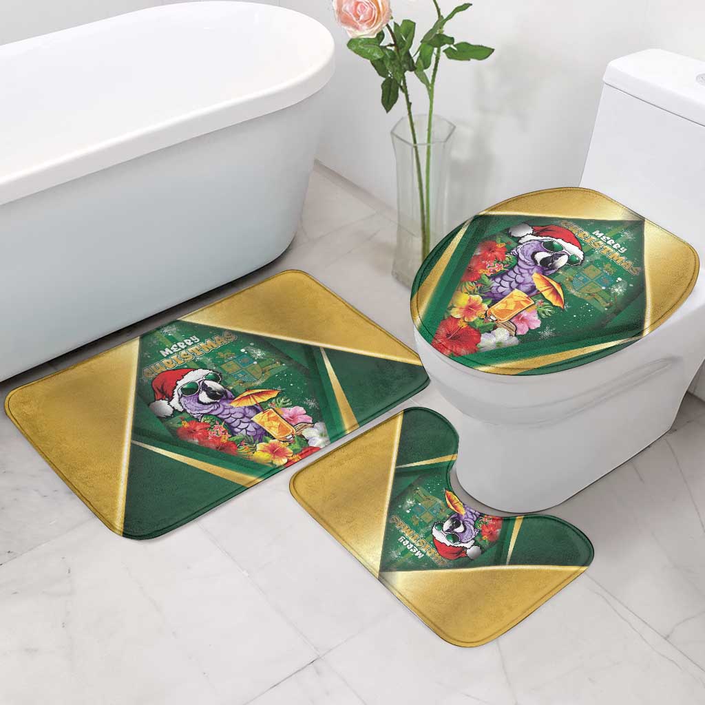 Dominica Christmas Bathroom Set Funny Santa Sisserou Parrot - Wonder Print Shop
