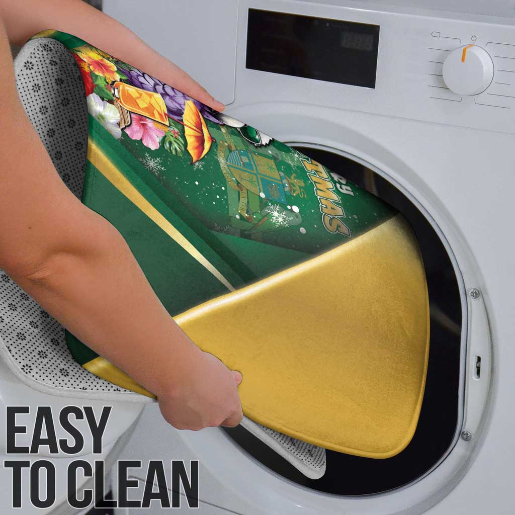 Dominica Christmas Bathroom Set Funny Santa Sisserou Parrot - Wonder Print Shop