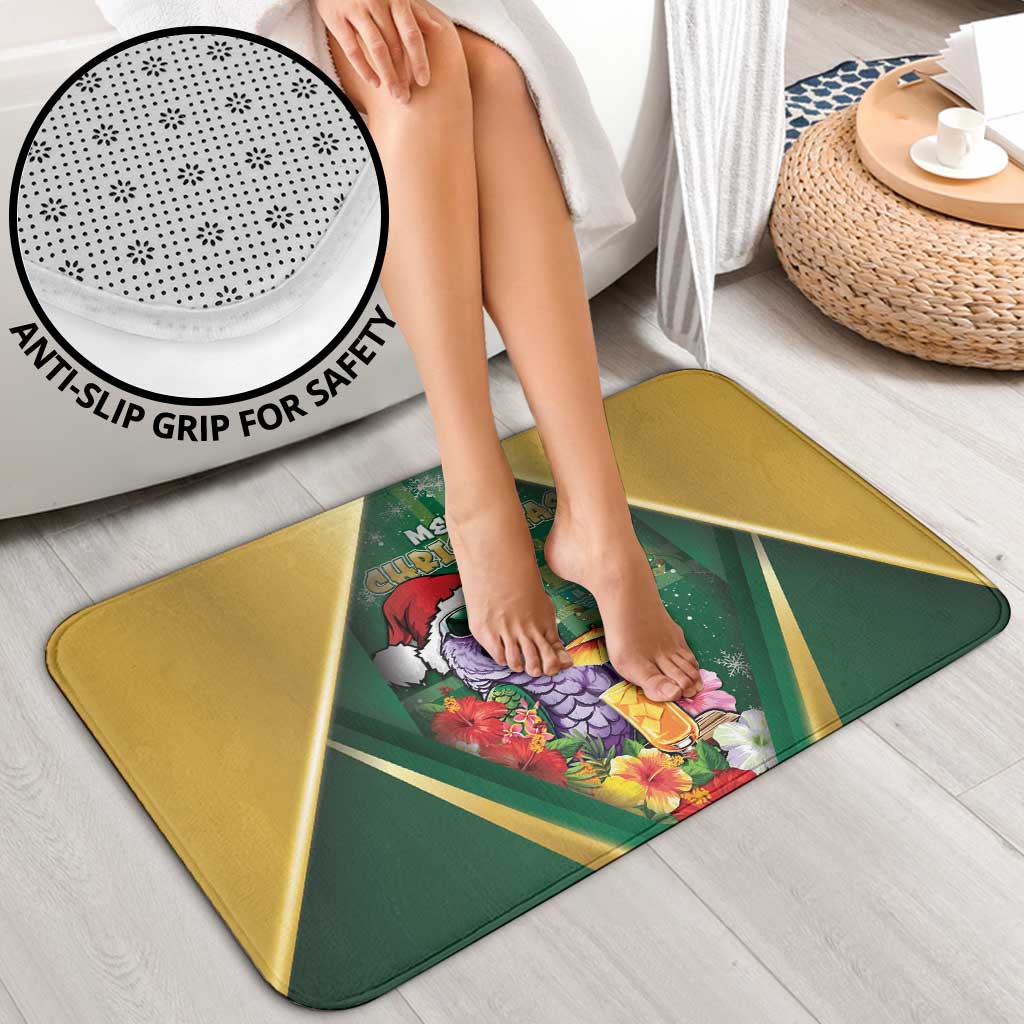 Dominica Christmas Bathroom Set Funny Santa Sisserou Parrot - Wonder Print Shop