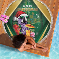 Dominica Christmas Beach Blanket Funny Santa Sisserou Parrot - Wonder Print Shop