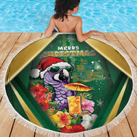 Dominica Christmas Beach Blanket Funny Santa Sisserou Parrot - Wonder Print Shop