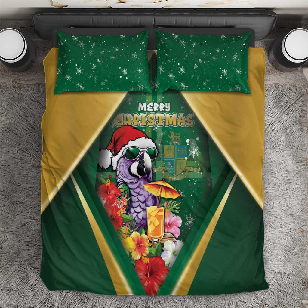 Dominica Christmas Bedding Set Funny Santa Sisserou Parrot - Wonder Print Shop
