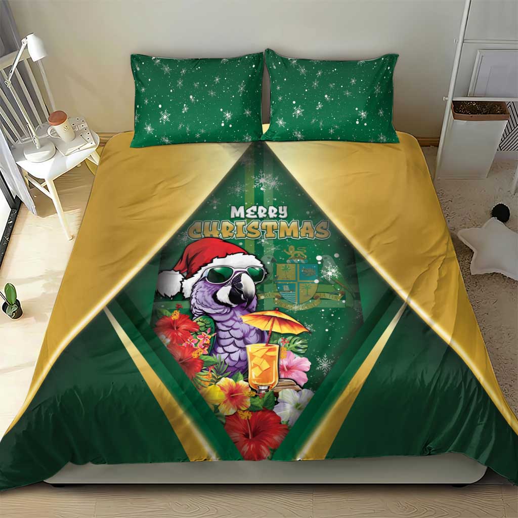 Dominica Christmas Bedding Set Funny Santa Sisserou Parrot - Wonder Print Shop