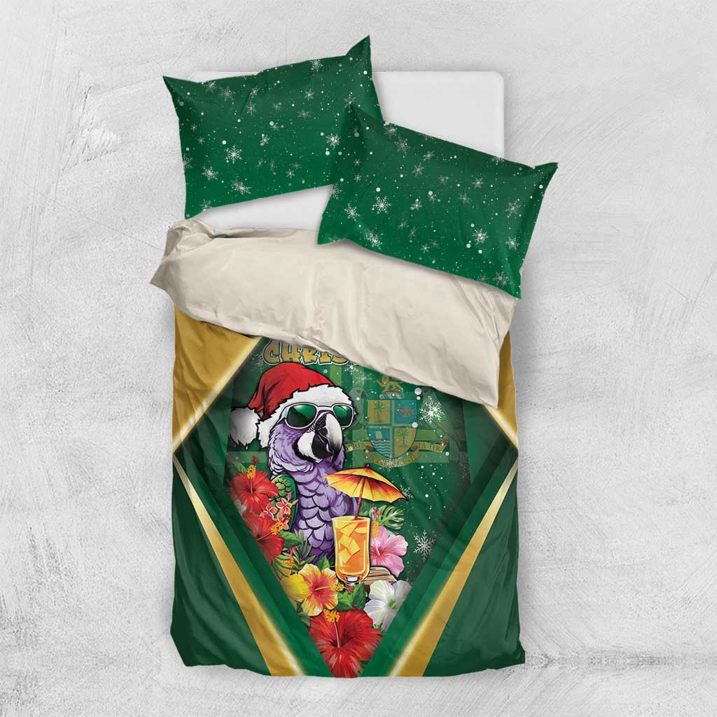 Dominica Christmas Bedding Set Funny Santa Sisserou Parrot - Wonder Print Shop