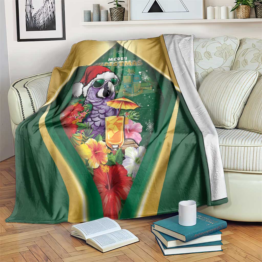 Dominica Christmas Blanket Funny Santa Sisserou Parrot - Wonder Print Shop