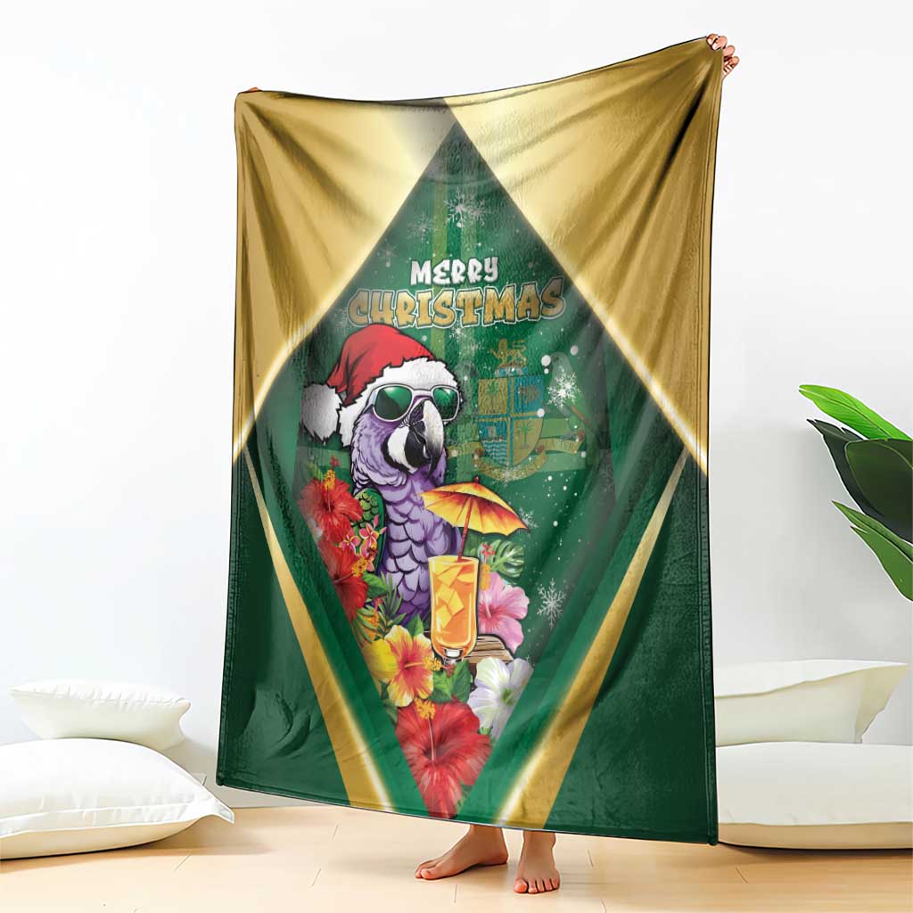 Dominica Christmas Blanket Funny Santa Sisserou Parrot - Wonder Print Shop