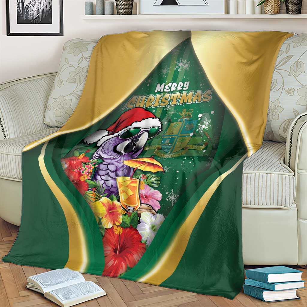 Dominica Christmas Blanket Funny Santa Sisserou Parrot - Wonder Print Shop