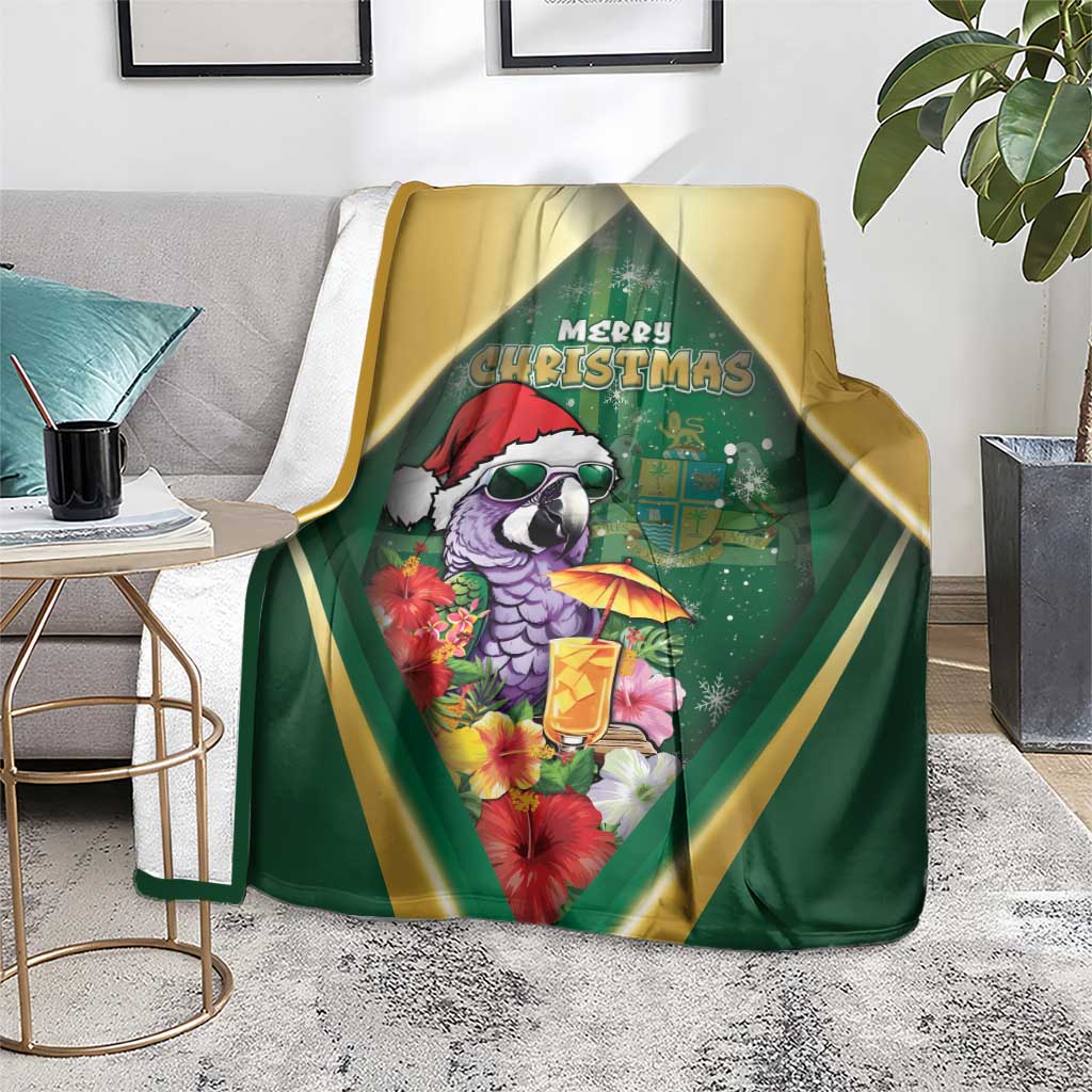 Dominica Christmas Blanket Funny Santa Sisserou Parrot - Wonder Print Shop