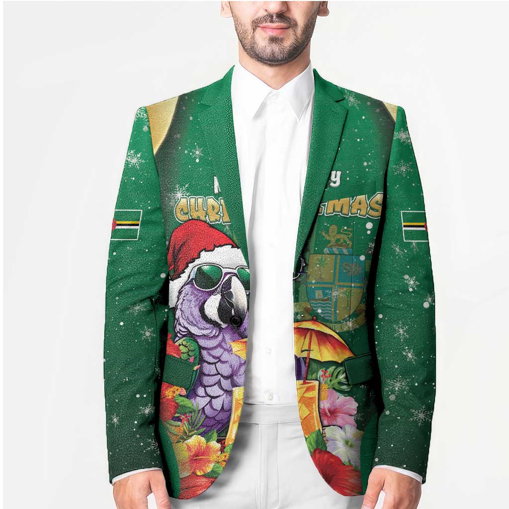 Dominica Christmas Blazer Funny Santa Sisserou Parrot - Wonder Print Shop