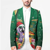 Dominica Christmas Blazer Funny Santa Sisserou Parrot - Wonder Print Shop