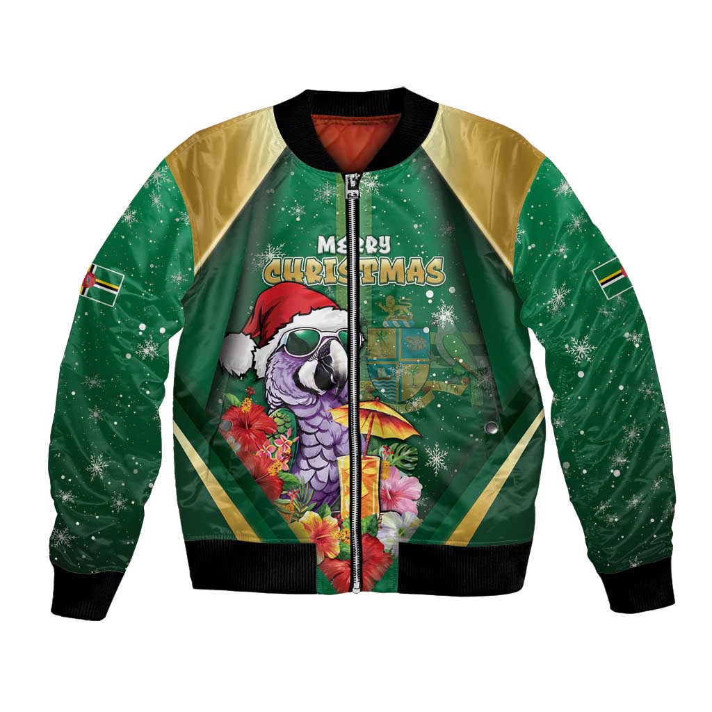 Dominica Christmas Bomber Jacket Funny Santa Sisserou Parrot - Wonder Print Shop