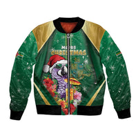 Dominica Christmas Bomber Jacket Funny Santa Sisserou Parrot - Wonder Print Shop