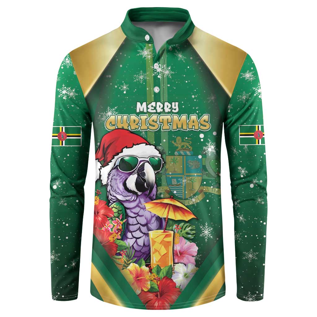 Dominica Christmas Button Sweatshirt Funny Santa Sisserou Parrot - Wonder Print Shop