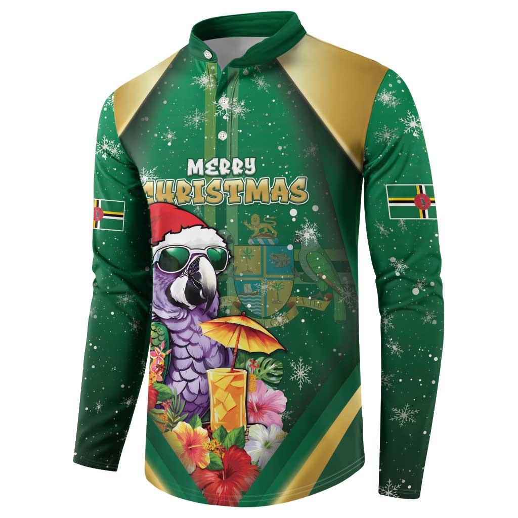 Dominica Christmas Button Sweatshirt Funny Santa Sisserou Parrot - Wonder Print Shop