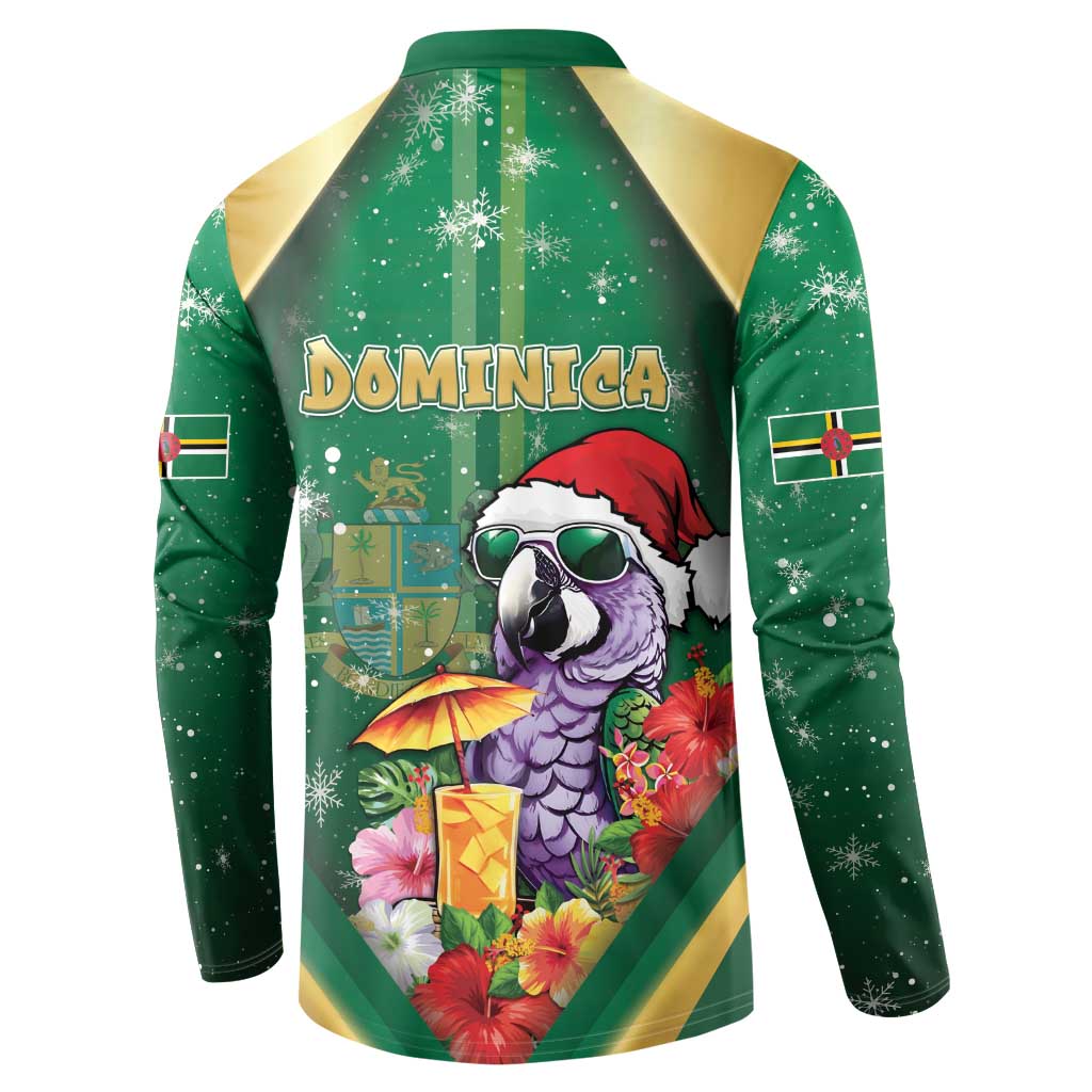 Dominica Christmas Button Sweatshirt Funny Santa Sisserou Parrot - Wonder Print Shop