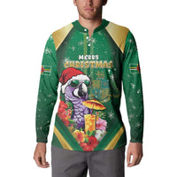 Dominica Christmas Button Sweatshirt Funny Santa Sisserou Parrot - Wonder Print Shop