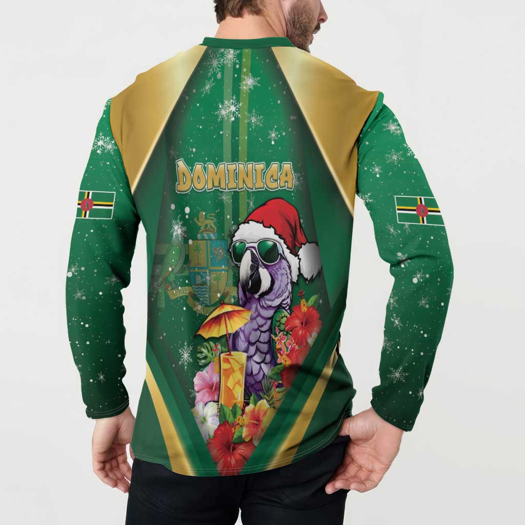 Dominica Christmas Button Sweatshirt Funny Santa Sisserou Parrot - Wonder Print Shop