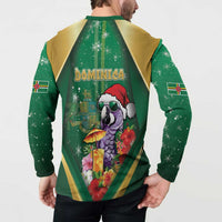 Dominica Christmas Button Sweatshirt Funny Santa Sisserou Parrot - Wonder Print Shop