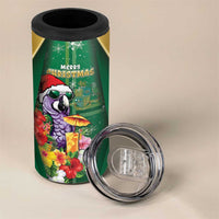 Dominica Christmas 4 in 1 Can Cooler Tumbler Funny Santa Sisserou Parrot - Wonder Print Shop