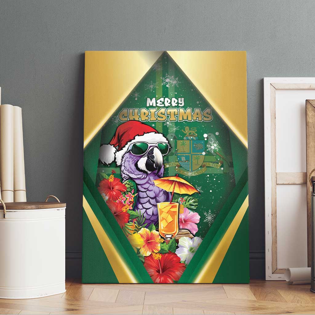 Dominica Christmas Canvas Wall Art Funny Santa Sisserou Parrot - Wonder Print Shop