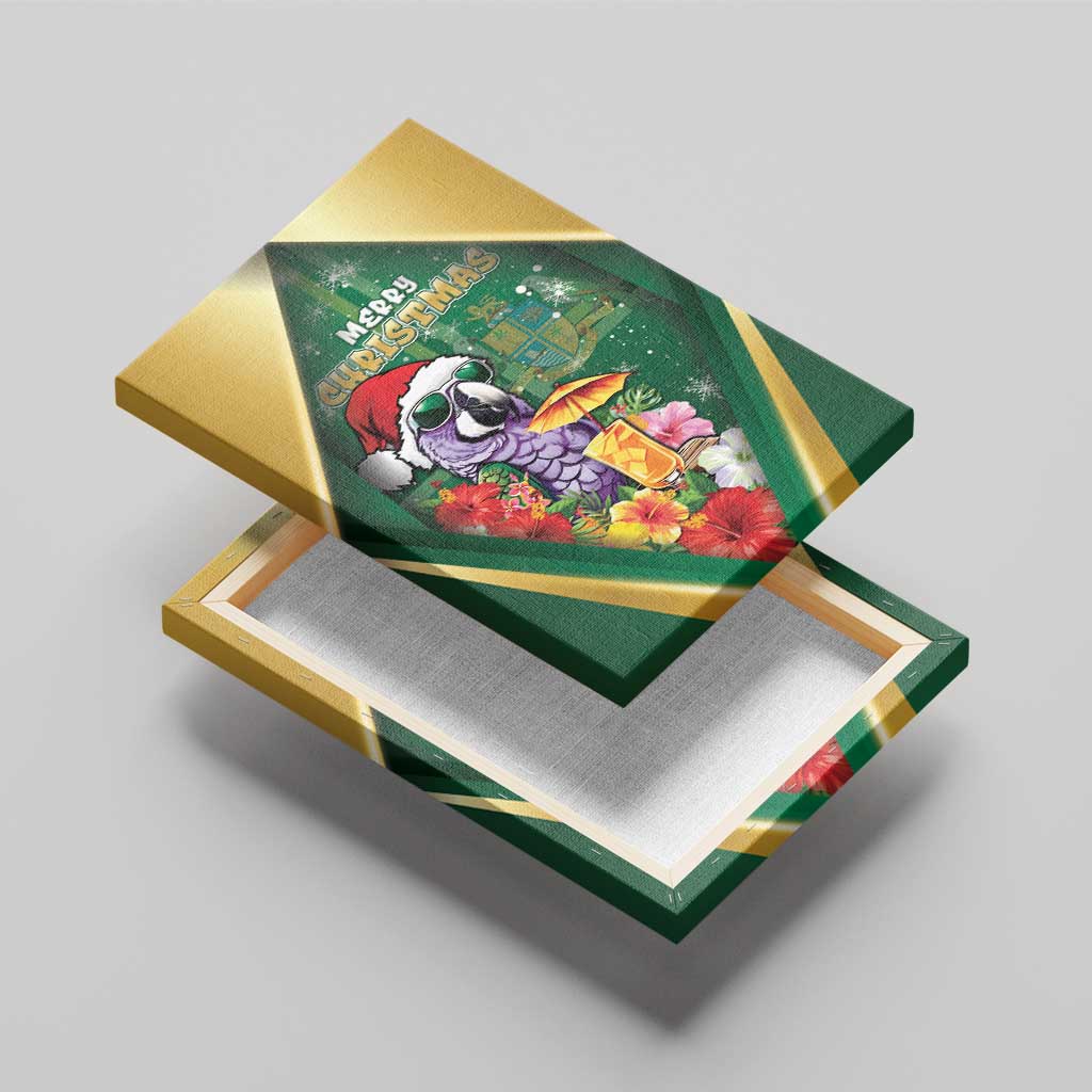 Dominica Christmas Canvas Wall Art Funny Santa Sisserou Parrot - Wonder Print Shop