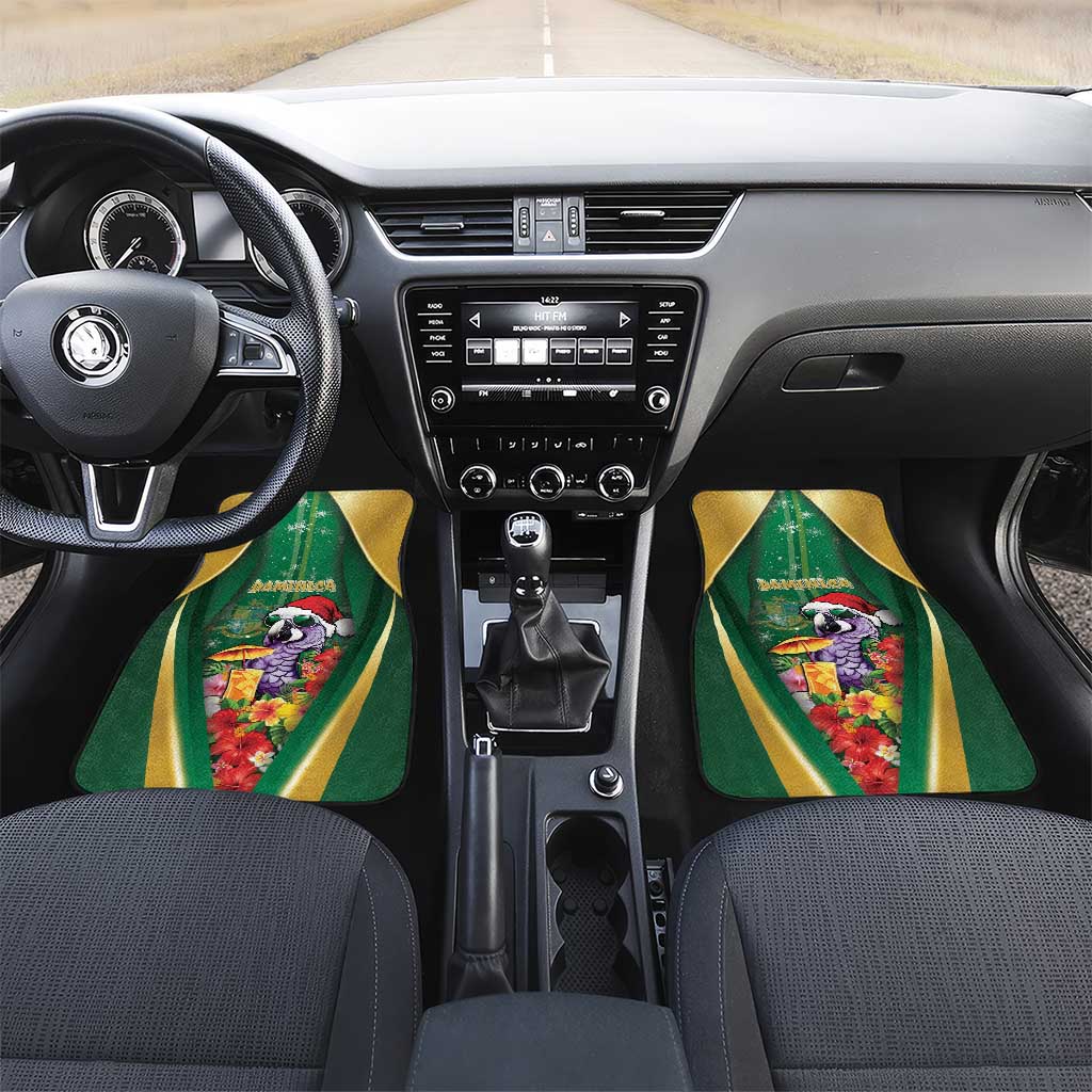 Dominica Christmas Car Mats Funny Santa Sisserou Parrot - Wonder Print Shop