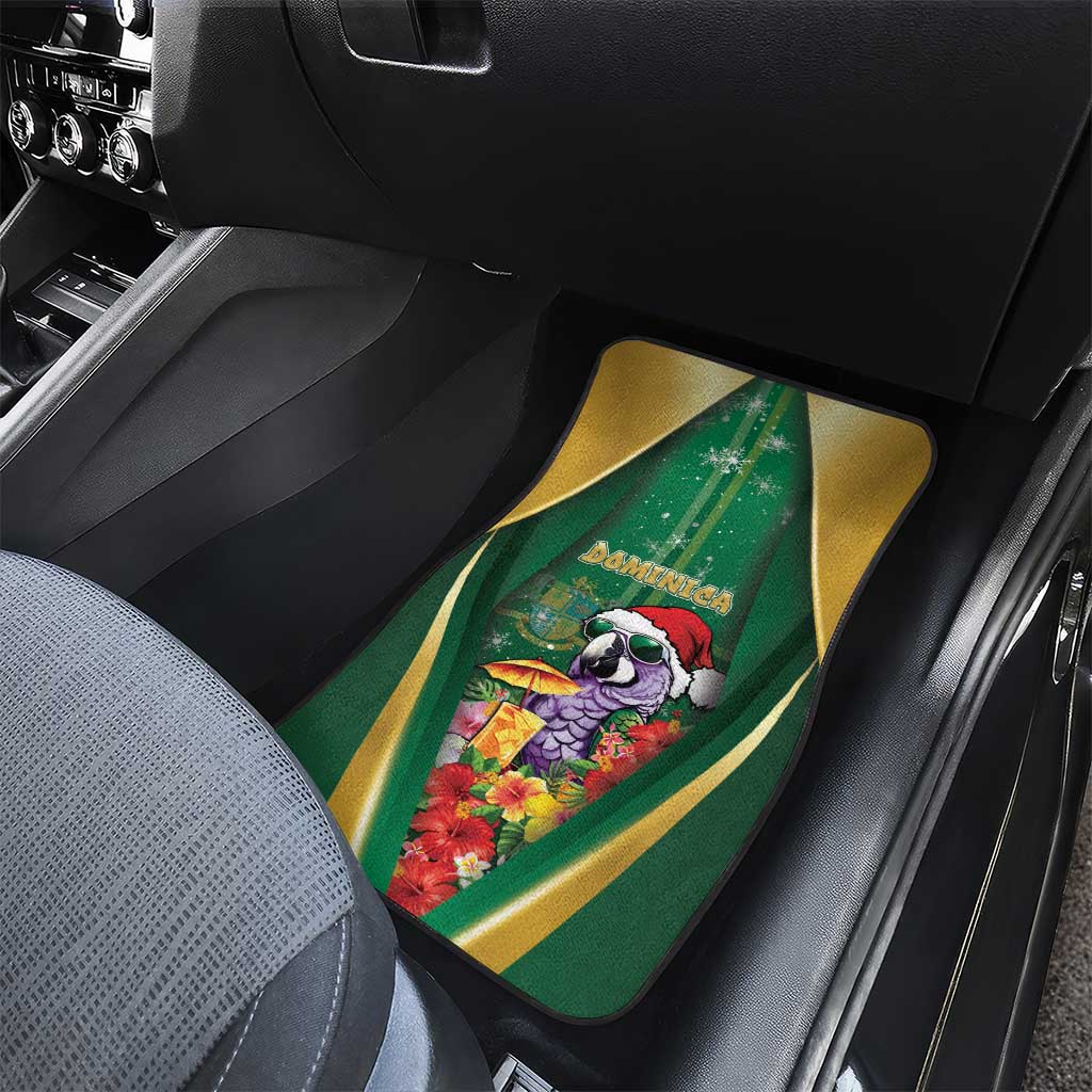 Dominica Christmas Car Mats Funny Santa Sisserou Parrot - Wonder Print Shop