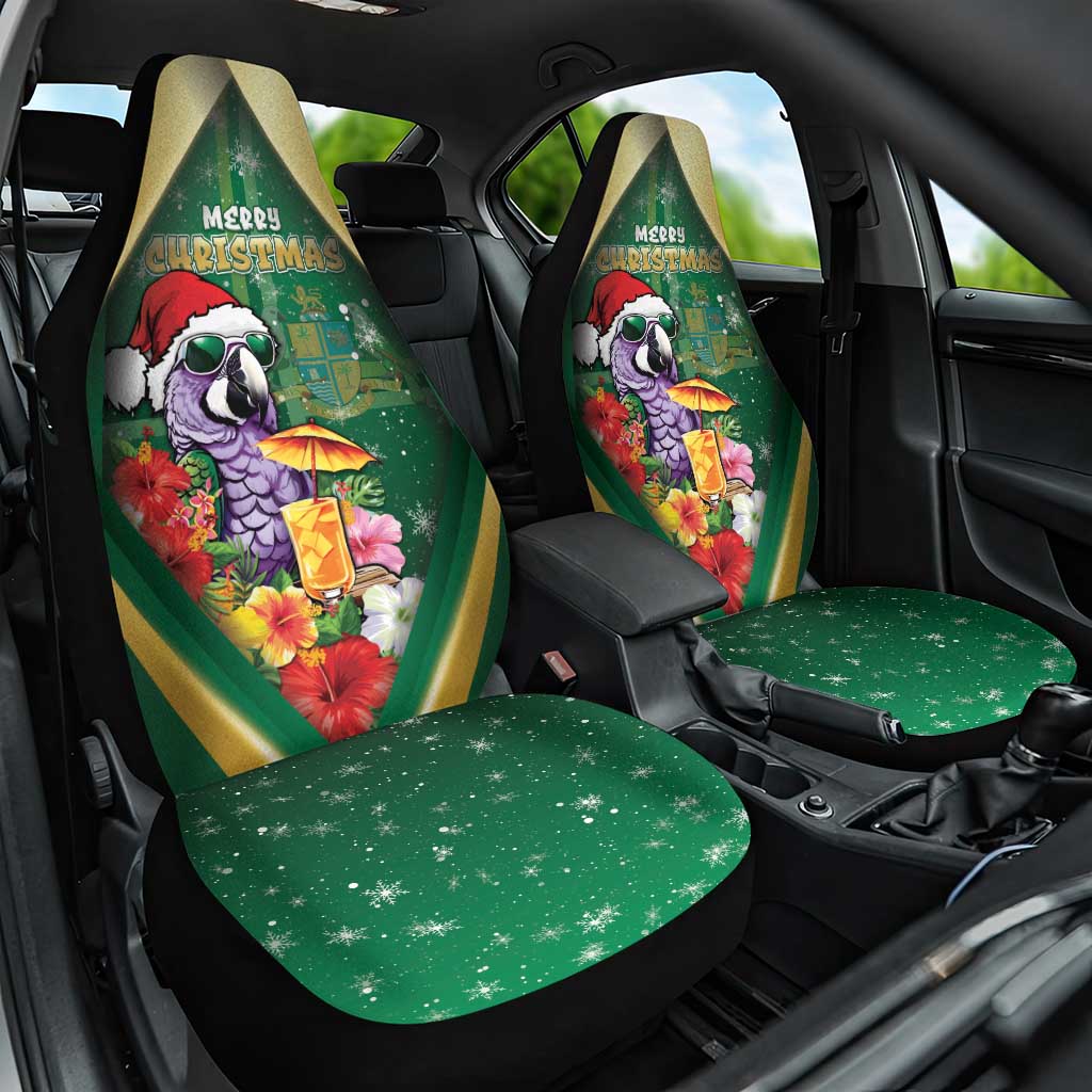Dominica Christmas Car Seat Cover Funny Santa Sisserou Parrot - Wonder Print Shop