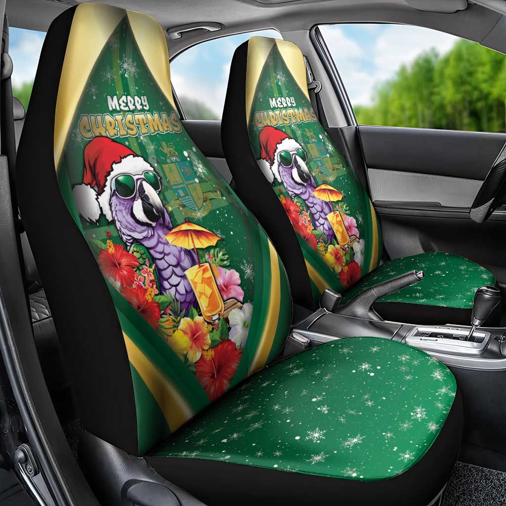 Dominica Christmas Car Seat Cover Funny Santa Sisserou Parrot - Wonder Print Shop
