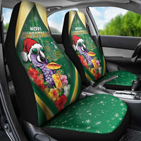 Dominica Christmas Car Seat Cover Funny Santa Sisserou Parrot - Wonder Print Shop
