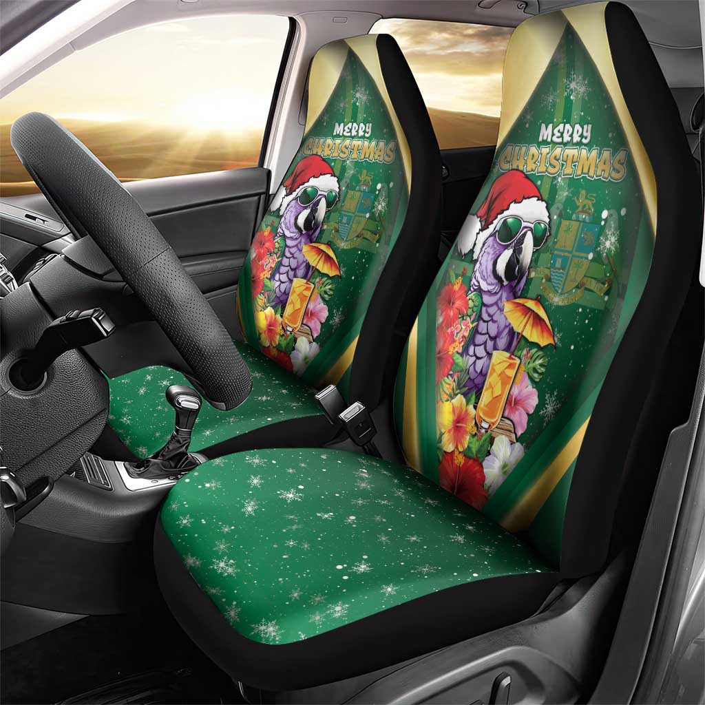 Dominica Christmas Car Seat Cover Funny Santa Sisserou Parrot - Wonder Print Shop