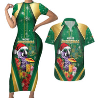 Dominica Christmas Couples Matching Short Sleeve Bodycon Dress and Hawaiian Shirt Funny Santa Sisserou Parrot - Wonder Print Shop
