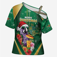 Dominica Christmas Cross Shoulder Shirt Funny Santa Sisserou Parrot - Wonder Print Shop