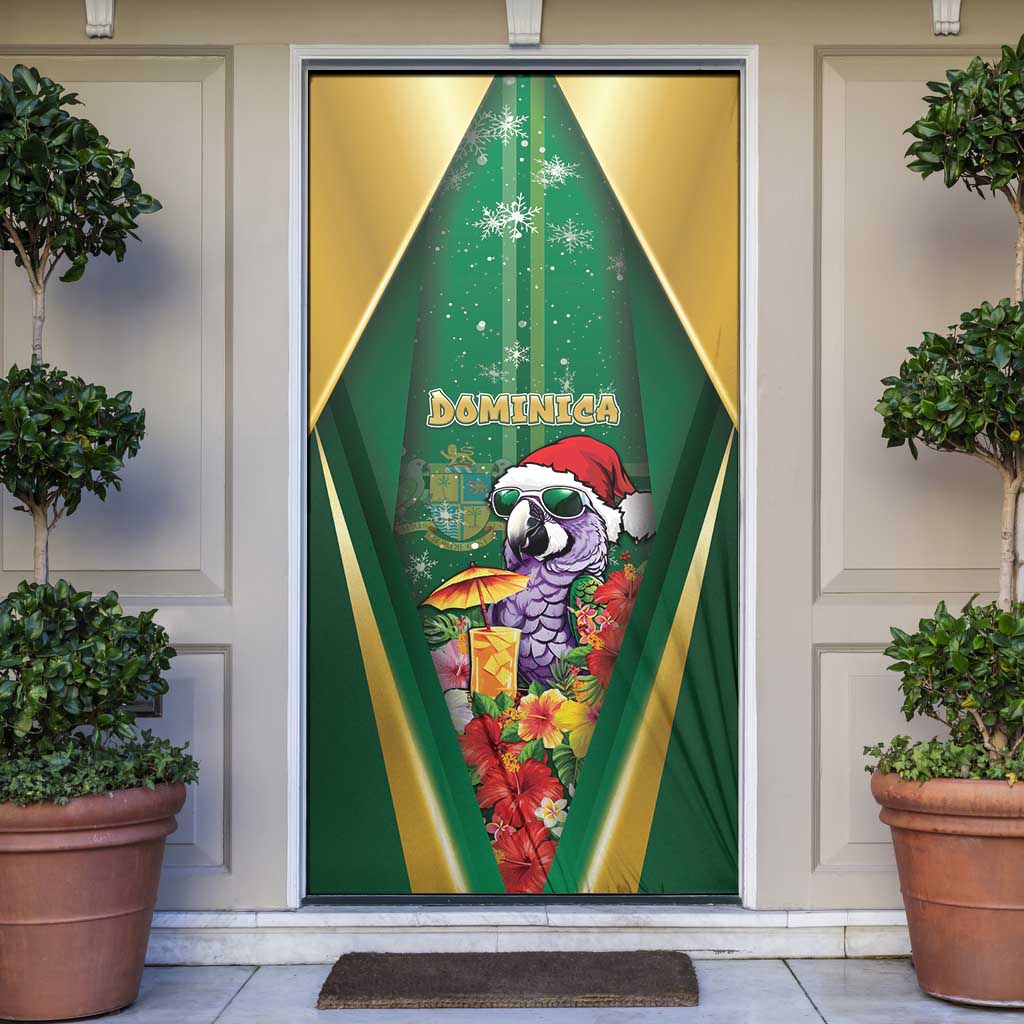 Dominica Christmas Door Cover Funny Santa Sisserou Parrot - Wonder Print Shop