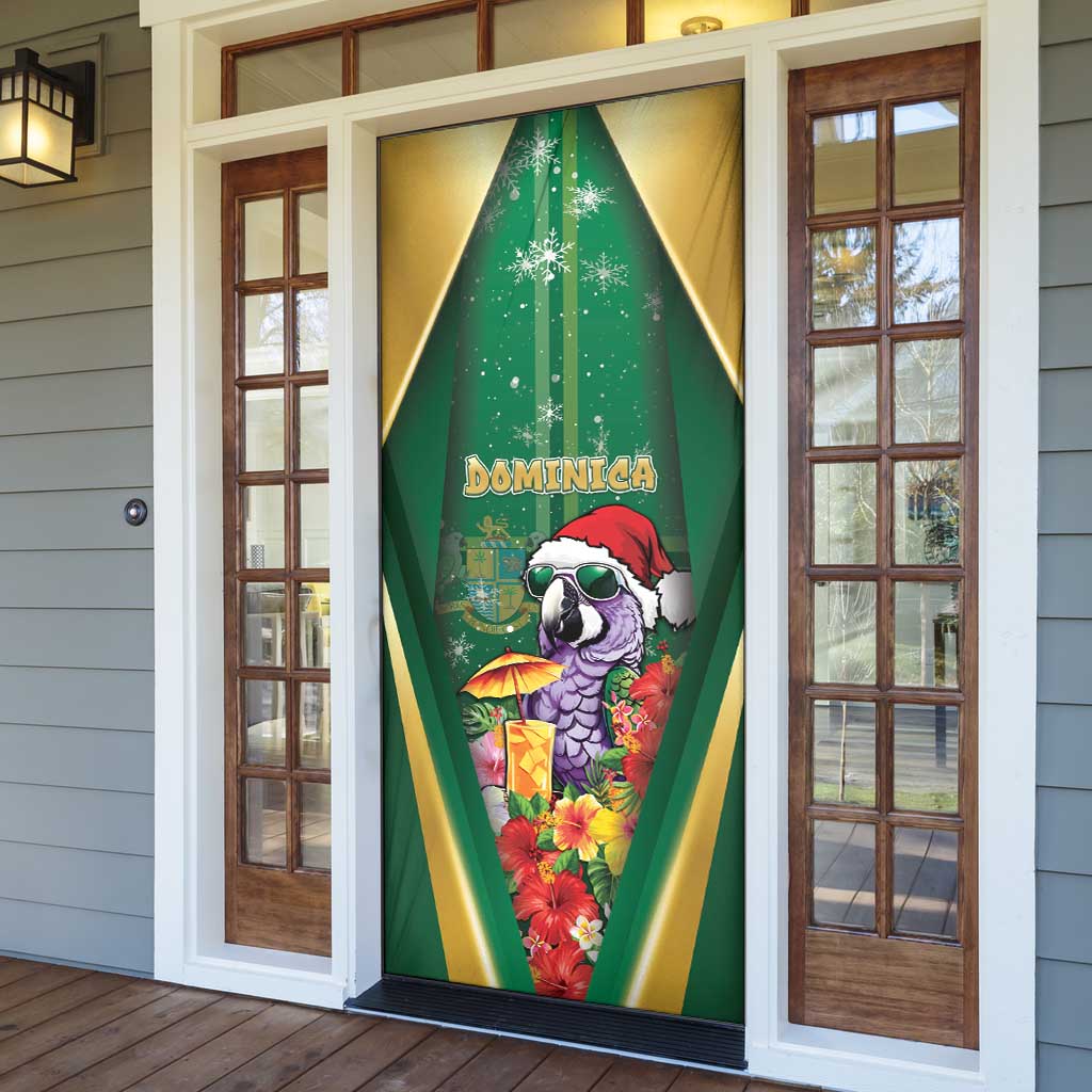 Dominica Christmas Door Cover Funny Santa Sisserou Parrot - Wonder Print Shop