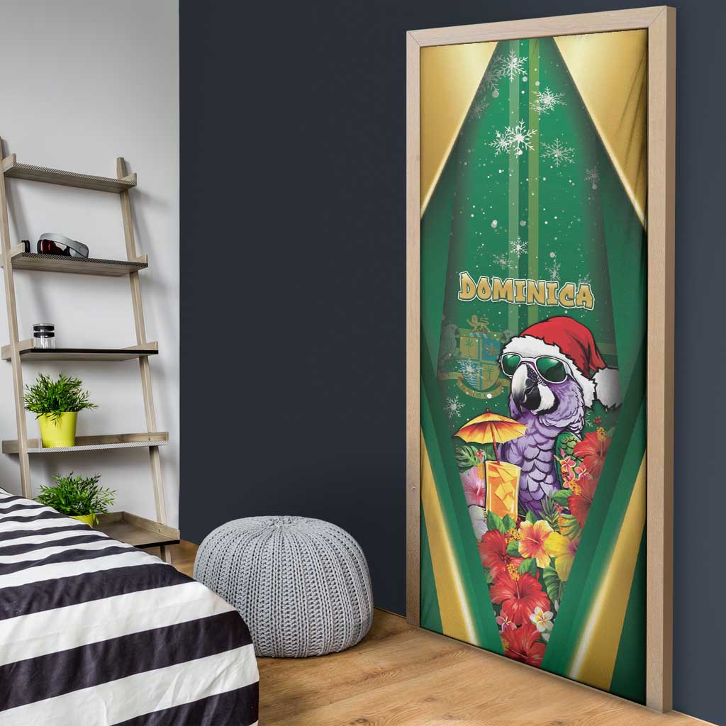 Dominica Christmas Door Cover Funny Santa Sisserou Parrot - Wonder Print Shop