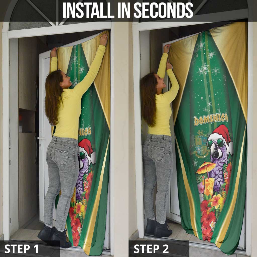 Dominica Christmas Door Cover Funny Santa Sisserou Parrot - Wonder Print Shop