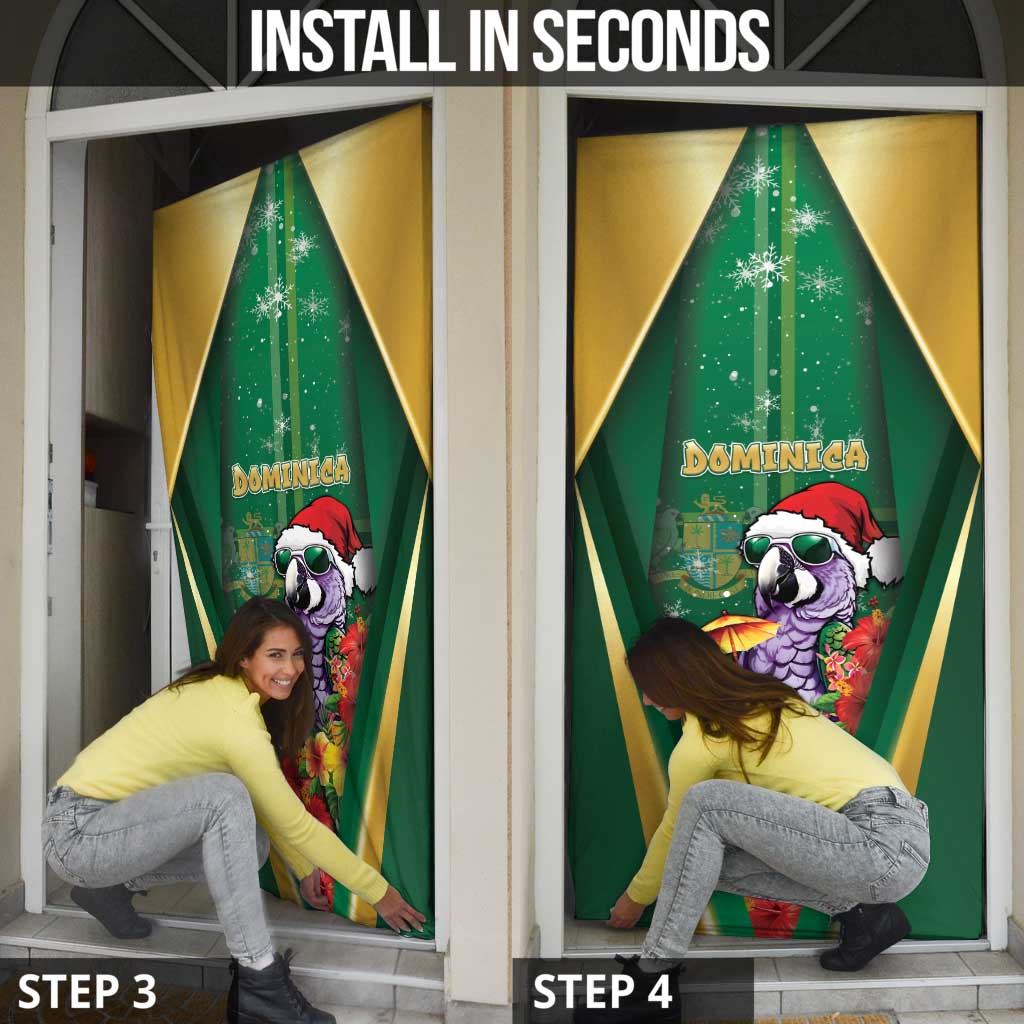 Dominica Christmas Door Cover Funny Santa Sisserou Parrot - Wonder Print Shop