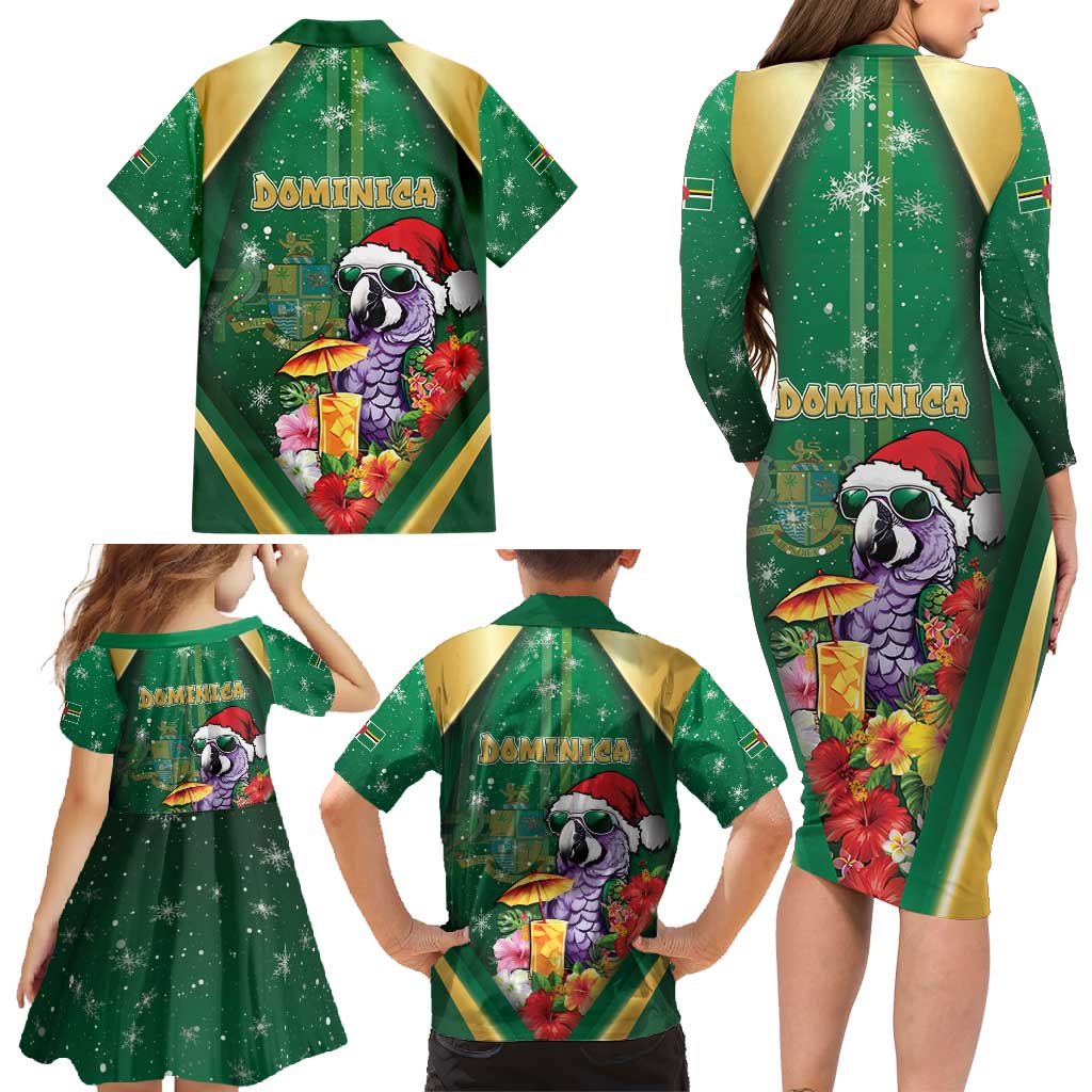 Dominica Christmas Family Matching Long Sleeve Bodycon Dress and Hawaiian Shirt Funny Santa Sisserou Parrot - Wonder Print Shop