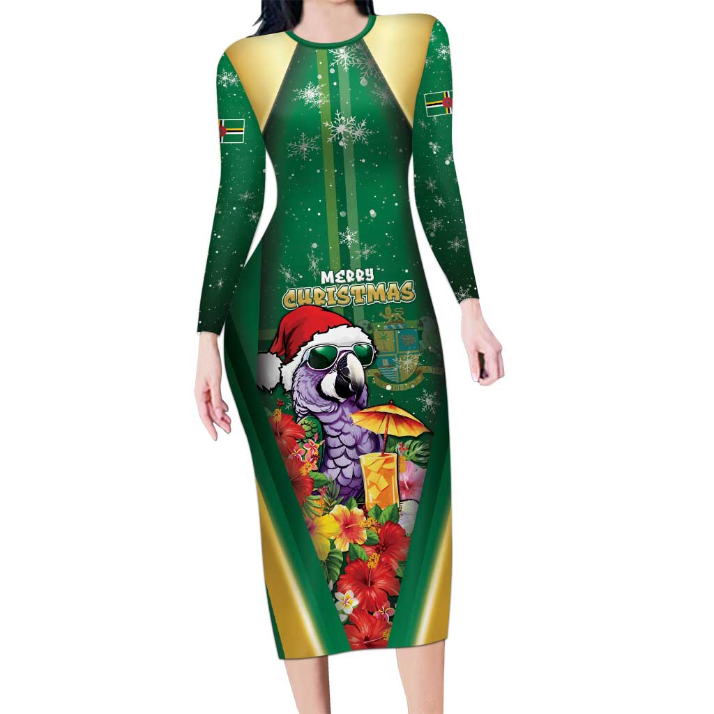 Dominica Christmas Family Matching Long Sleeve Bodycon Dress and Hawaiian Shirt Funny Santa Sisserou Parrot - Wonder Print Shop
