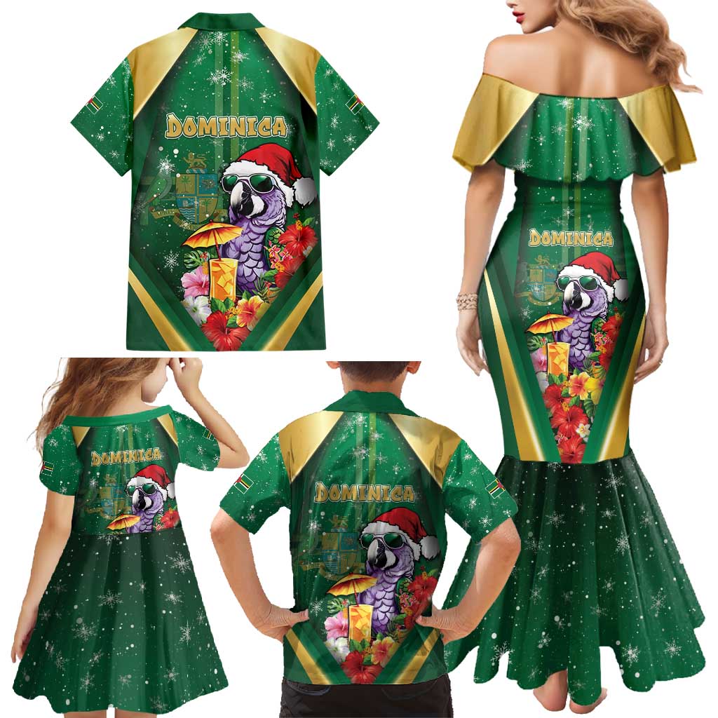 Dominica Christmas Family Matching Mermaid Dress and Hawaiian Shirt Funny Santa Sisserou Parrot - Wonder Print Shop