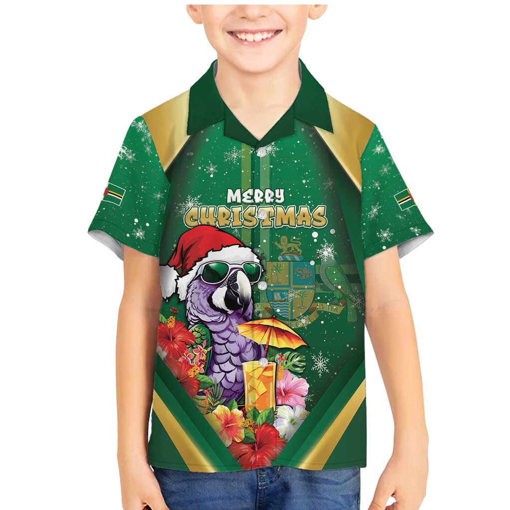 Dominica Christmas Family Matching Mermaid Dress and Hawaiian Shirt Funny Santa Sisserou Parrot - Wonder Print Shop
