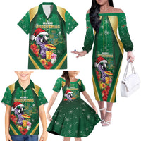 Dominica Christmas Family Matching Off The Shoulder Long Sleeve Dress and Hawaiian Shirt Funny Santa Sisserou Parrot - Wonder Print Shop