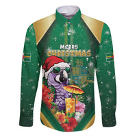 Dominica Christmas Family Matching Off The Shoulder Long Sleeve Dress and Hawaiian Shirt Funny Santa Sisserou Parrot - Wonder Print Shop