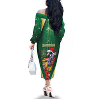 Dominica Christmas Family Matching Off The Shoulder Long Sleeve Dress and Hawaiian Shirt Funny Santa Sisserou Parrot - Wonder Print Shop