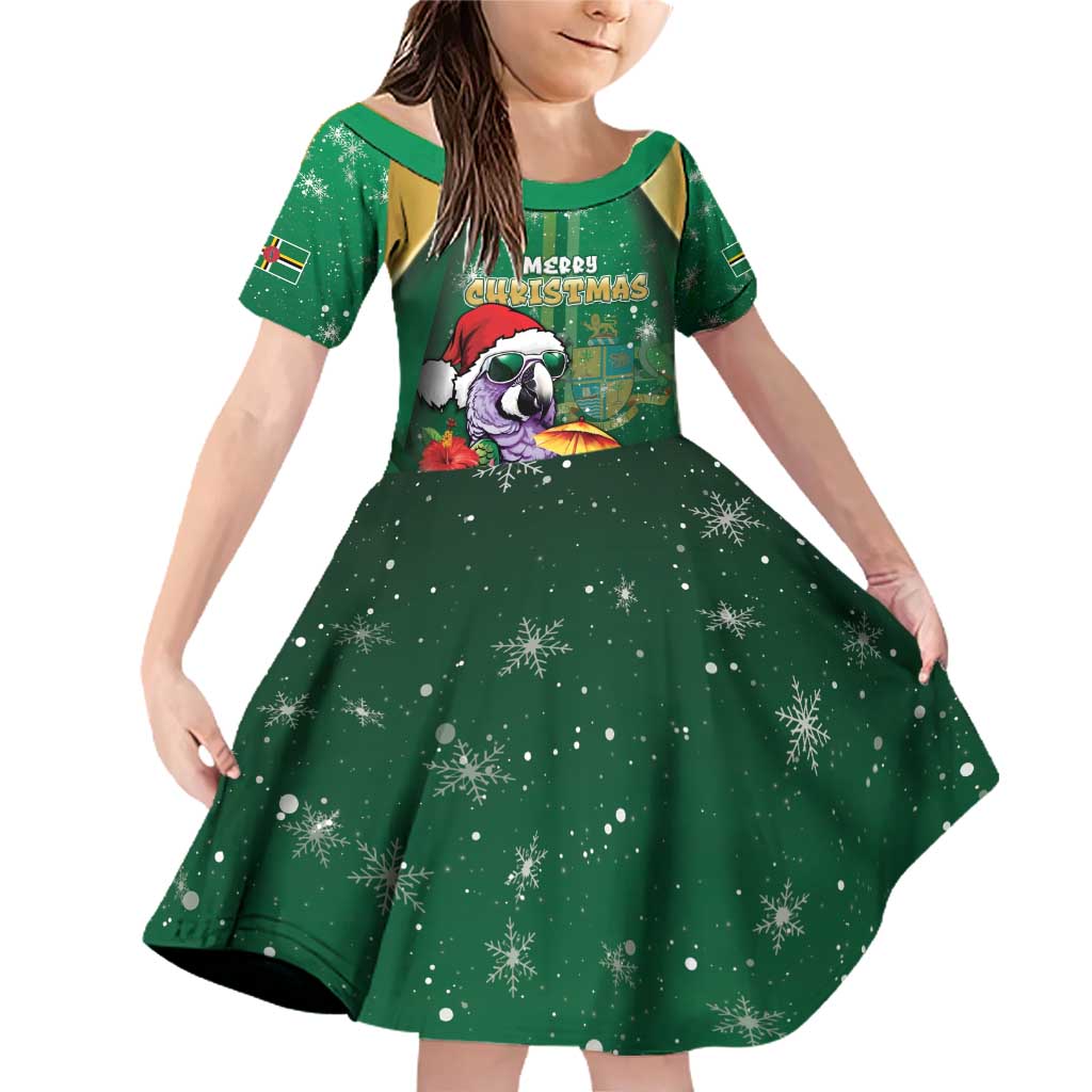 Dominica Christmas Family Matching Off Shoulder Short Dress and Hawaiian Shirt Funny Santa Sisserou Parrot - Wonder Print Shop