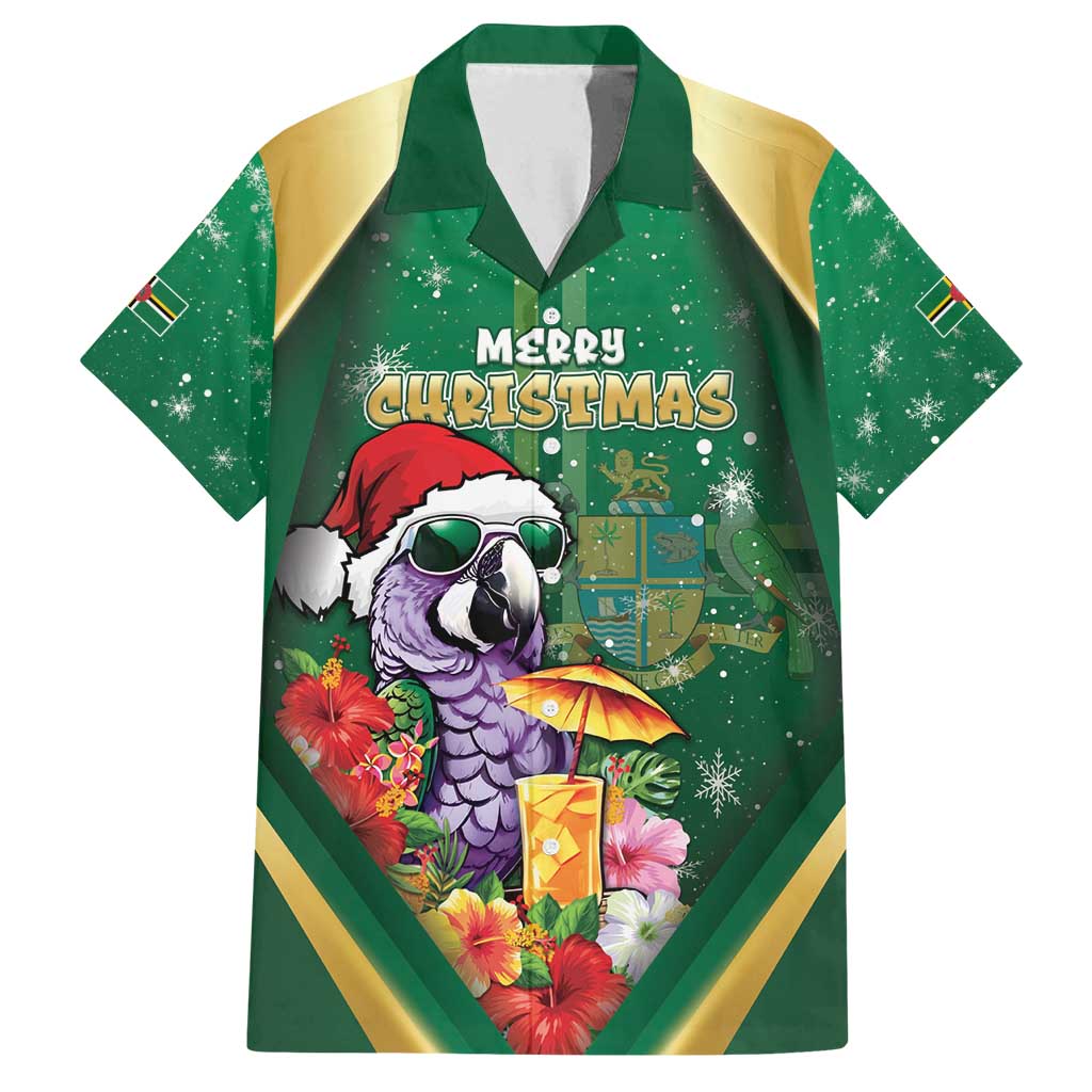 Dominica Christmas Family Matching Off Shoulder Short Dress and Hawaiian Shirt Funny Santa Sisserou Parrot - Wonder Print Shop