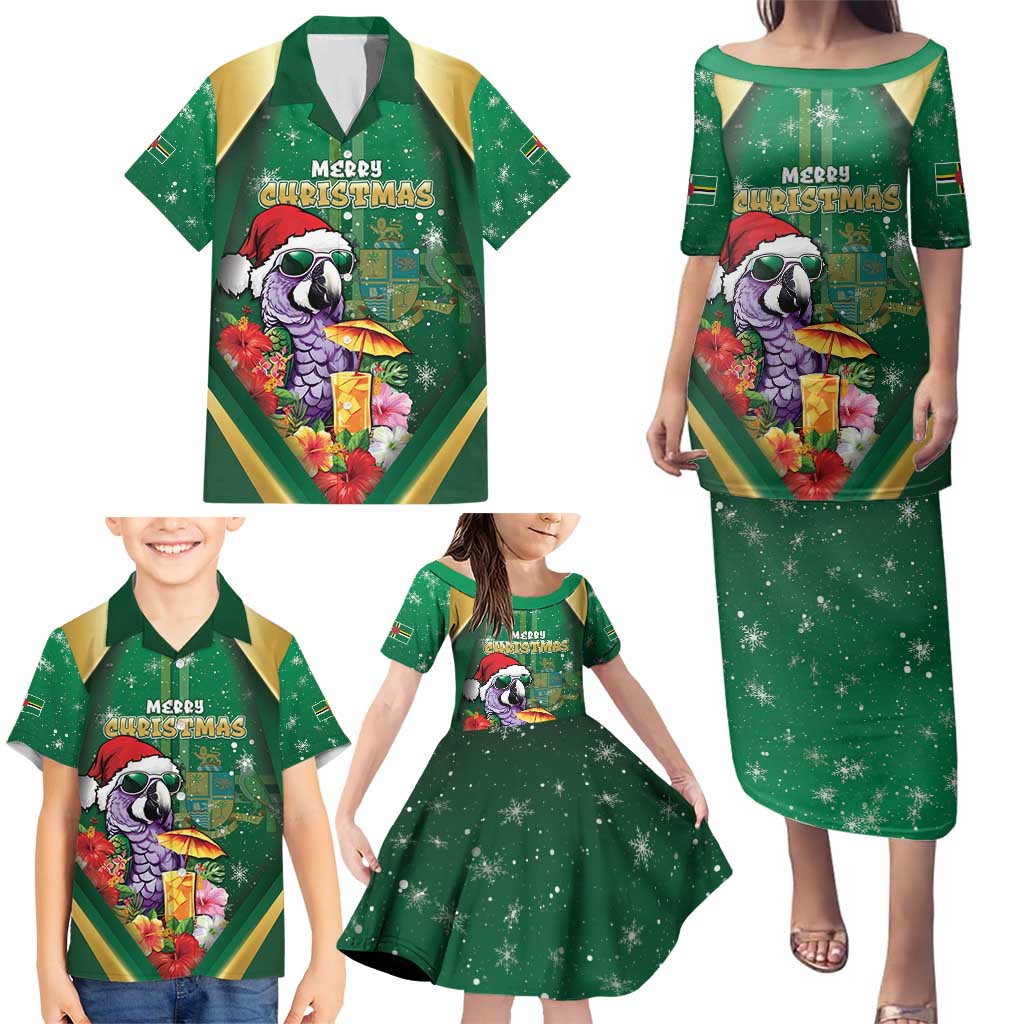 Dominica Christmas Family Matching Puletasi and Hawaiian Shirt Funny Santa Sisserou Parrot - Wonder Print Shop